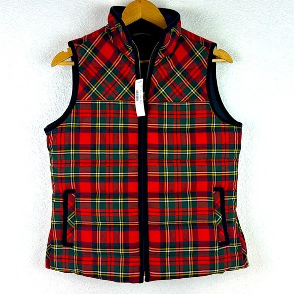 New nwt J.Crew Tartan Plaid Mountain Puffer Vest small - Picture 2 of 13
